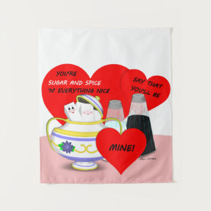 Zucker und Gewürze - altmodische Valentine Card Ku Wandteppich