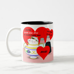 Zucker und Gewürze - altmodische Valentine Card Ku Zweifarbige Tasse