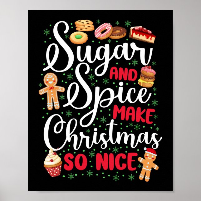 Zucker und Gewürze backen Weihnachten so schön Poster (Vorne)