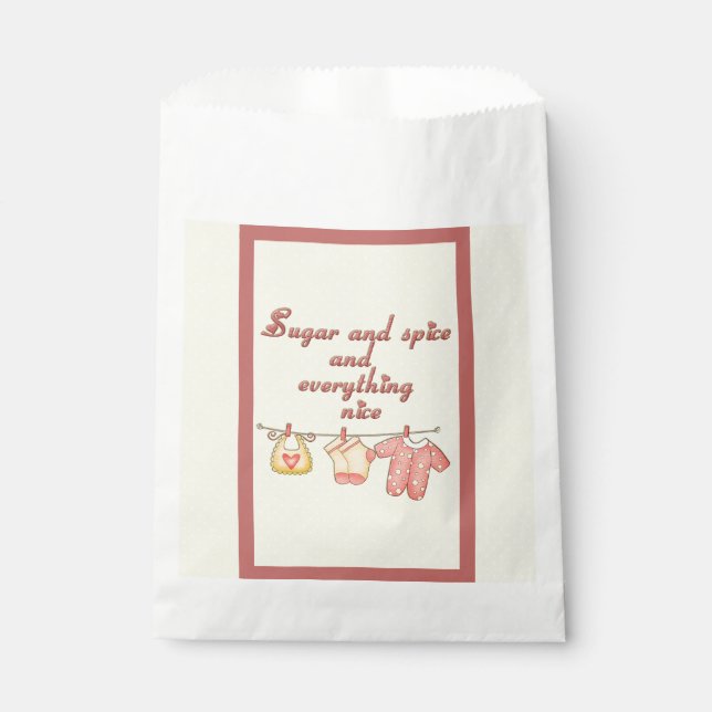 Zucker und Gewürze und alles Nizza Baby Dusche Geschenktütchen (Vorderseite)