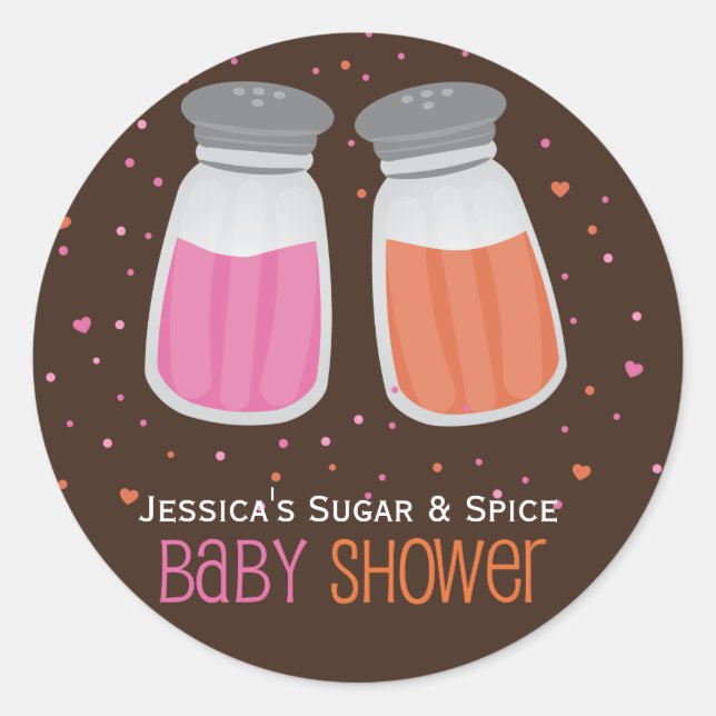 Zucker- und GewürzShakers-Babydusche Runder Aufkleber (Vorderseite)