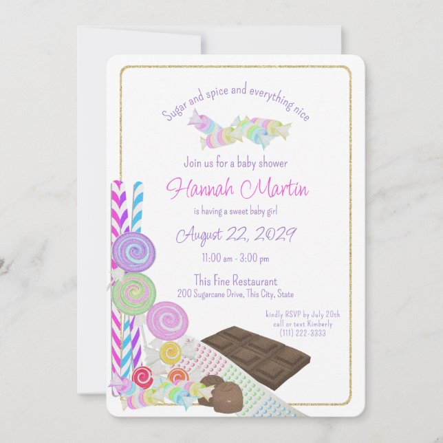 Zucker und Spice Candy Sweet Baby Shower Einladung (Vorderseite)