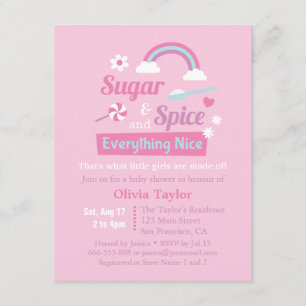 Zucker und Spice Girls Rosa Babyparty-Einladungen Einladung