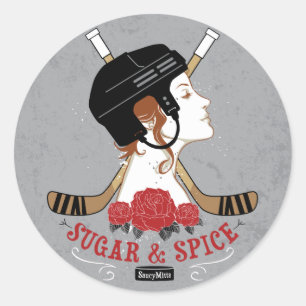 Zucker und Spice Womens Hockey Runder Aufkleber