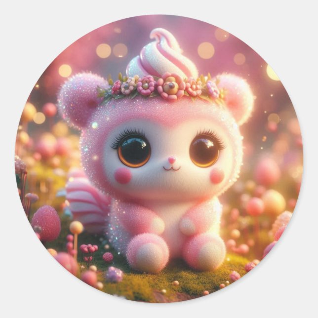 Zuckerbär mit Eiscreme Runder Aufkleber (Vorderseite)