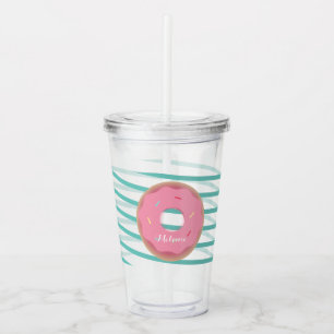 Zuckerguss-Spitzen-Donut-Schleifen-Streifen-Monogr Acryltrinkbecher