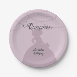 Zuckerhut Lila Charro Silhouette Quinceanera Pappteller