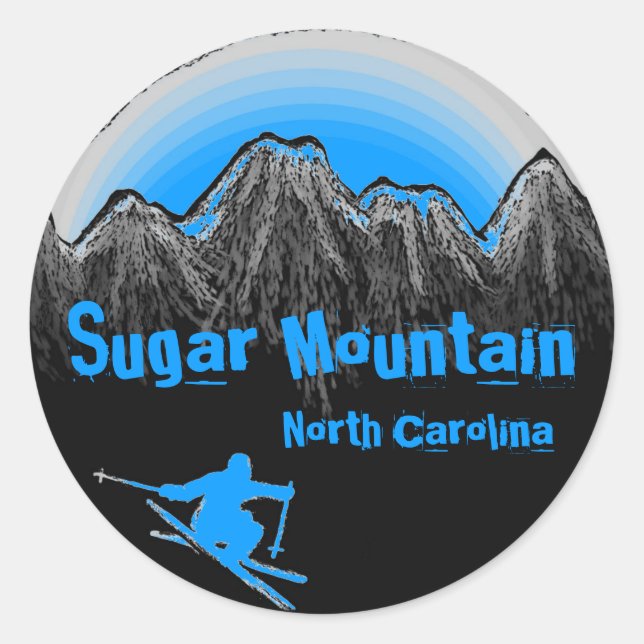 Zuckerhut North Carolina blaue Skikarren Runder Aufkleber (Vorderseite)