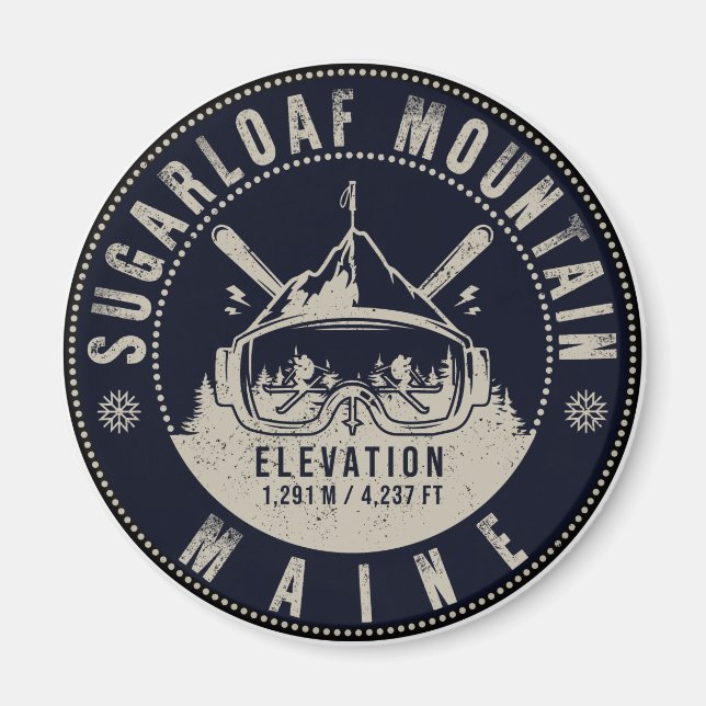 Zuckerhut Vintages Skifahren Magnet (Vorne)