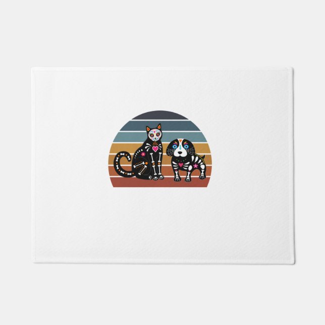 Zuckerkatze und Hundeshirt Funny Retro Cat und Fußmatte (Vorderseite)