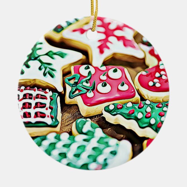 Zuckerkost Personalisiert Weihnachten Keramik Ornament (Vorne)