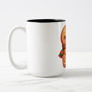 Zuckerkuchen-Kumpel mit Zuckerstange Zweifarbige Tasse