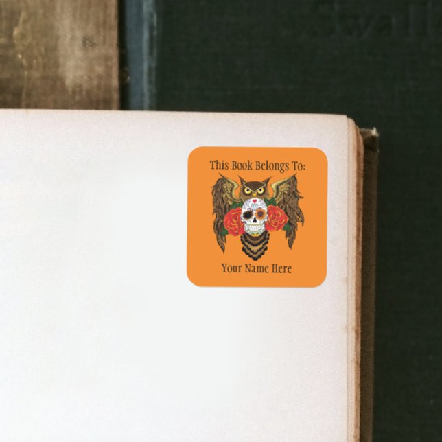 Zuckerkull-Rose Buchzeichen Quadratischer Aufkleber (Von Creator hochgeladen)