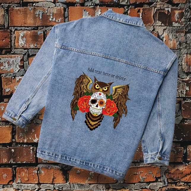 Zuckerkull-Rose Owl Jeansjacke (Von Creator hochgeladen)