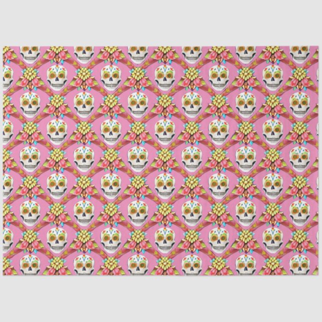 Zuckerkultur - Diagonal Grid (Rosa) Seidenpapier (Vorderseite)