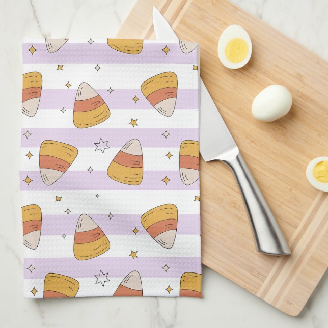 Zuckermais und Sterne Halloween-Muster Geschirrtuch (Viertel Falte)