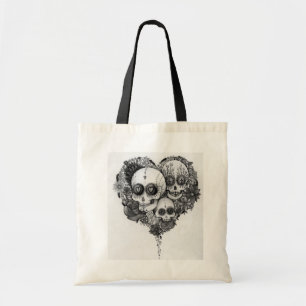 zuckern Sie schwarze u. weiße Blumenherztasche des Tragetasche