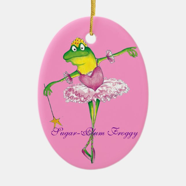 Zuckerpflaumefeenhafte Froggyverzierung Keramik Ornament (Vorne)