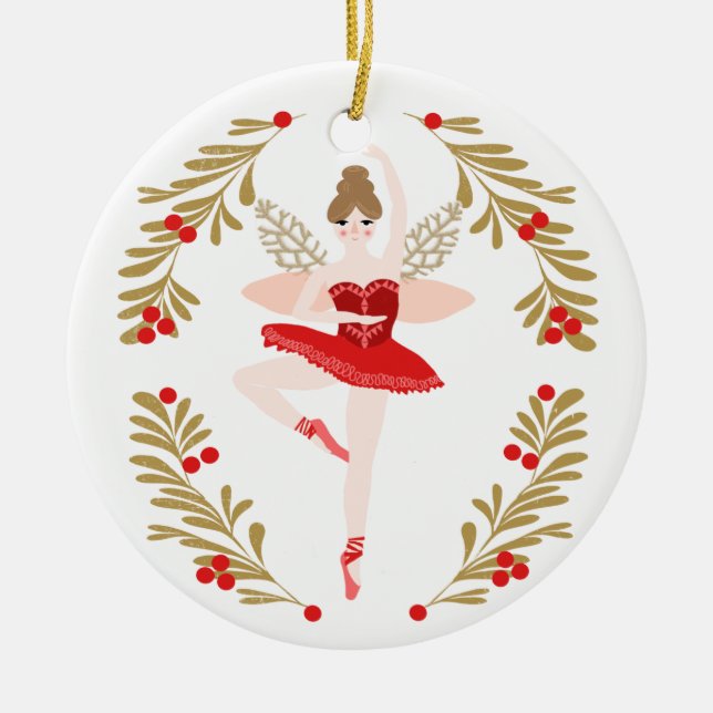 Zuckerpflaumen Weihnachtsgebäck Keramik Ornament (Vorne)