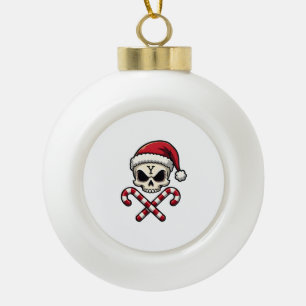 Zuckerrohr-Crew-Totenkopf-Weihnachten 2025 Lustige Keramik Kugel-Ornament