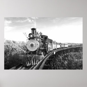 Zuckerrohr train_Hawaii Schwarzweiss-Plakat Poster
