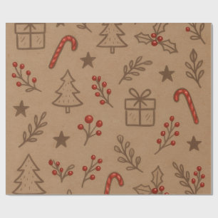 Zuckerrohr und Stechpalmen-Weihnachtspapier Geschenkpapier
