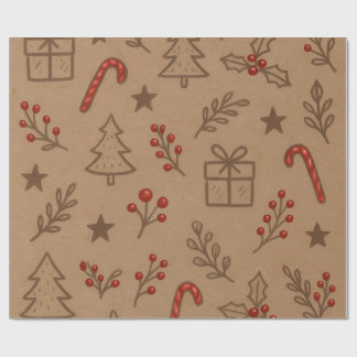 Zuckerrohr und Stechpalmen-Weihnachtspapier Geschenkpapier