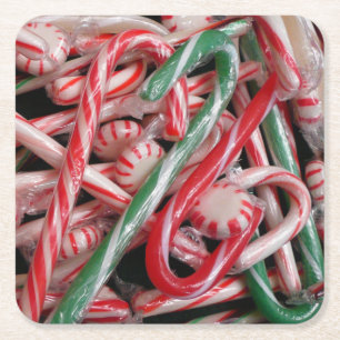 Zuckerrohre und Pfefferminz Weihnachtsfeiertag Rechteckiger Pappuntersetzer