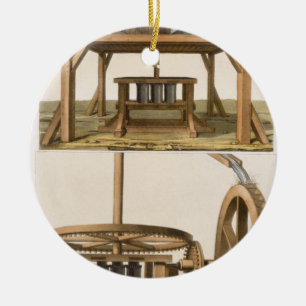 Zuckerrohrmühlen, Antillen (Farbstich) Keramikornament