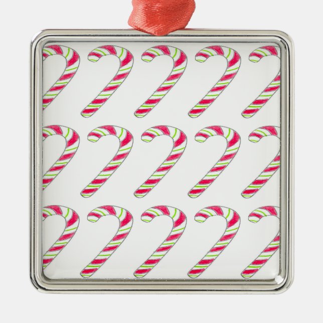 Zuckerrohrmuster Silbernes Ornament (Vorne)
