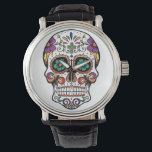 Zuckerschädel Armbanduhr<br><div class="desc">Meine Kunst arbeitet an einer Uhr. Großartiges Geschenk.</div>