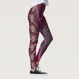 Zuckerschädel aus Schnittholz mit Blütenkrone Leggings