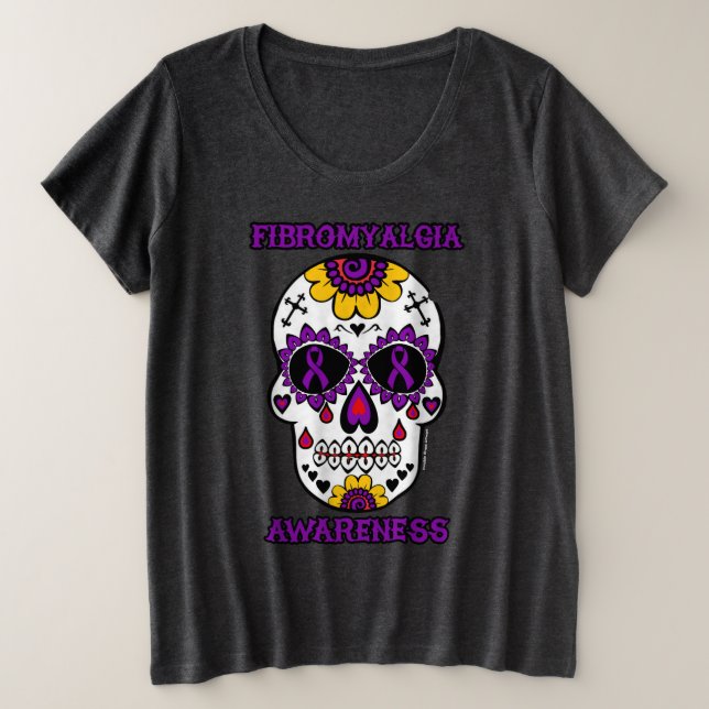 Zuckerschädel/Bewusstsein...Fibro Große Größe T-Shirt (Design vorne)