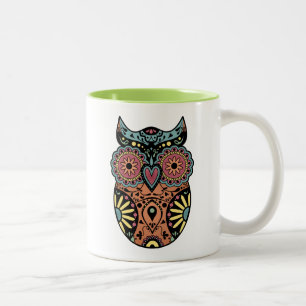 Zuckerschädel-Eulen-Farbe Zweifarbige Tasse
