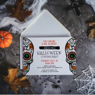 Zuckerschädel-Halloween-Einladung für individuelle Einladung
