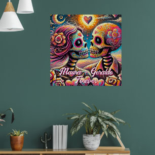 Zuckerschädel in verliebter Kreidepastell-Personal Poster