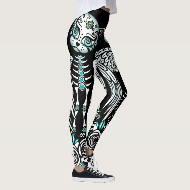 Zuckerschädel-Katze Leggings (Rechts)