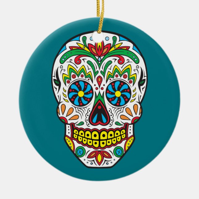 Zuckerschädel Keramik Ornament (Vorne)