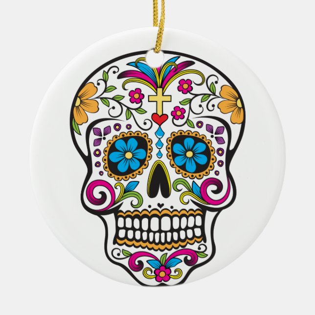 Zuckerschädel Keramik Ornament (Vorne)
