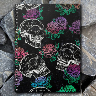 Zuckerschädel Lila Rose   Dark Royal Grunge Glam Notizblock