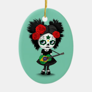 Zuckerschädel-Mädchen, das brasilianische Keramikornament
