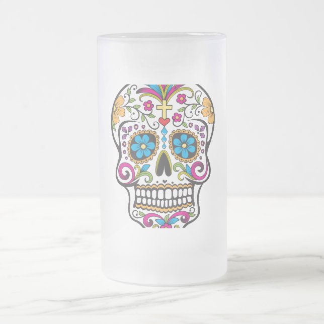 Zuckerschädel Mattglas Bierglas (Mittel)