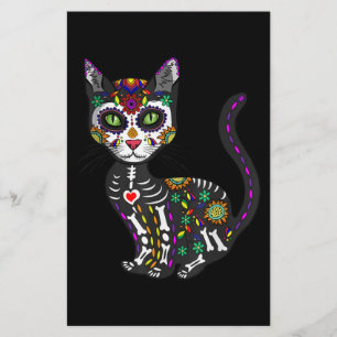 Zuckerschädel mexikanische Katze Halloween des Tot Briefpapier