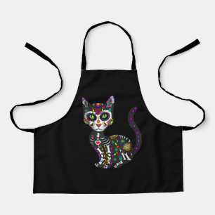 Zuckerschädel mexikanische Katze Halloween des Tot Schürze