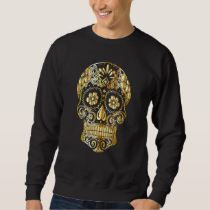 Zuckerschädel mexikanisches Design Gold und Schwar Sweatshirt