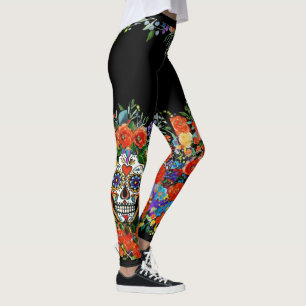Zuckerschädel mit Blumen Leggings