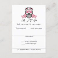 Zuckerschädel mit Rose, die RSVP-Karten einstecken