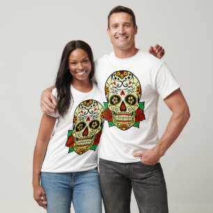 Zuckerschädel mit Rosen T-Shirt