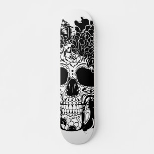 Zuckerschädel mit schwarz-weißen Blume Skateboard