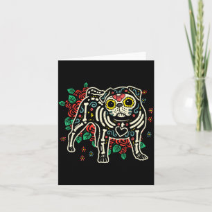 Zuckerschädel-Mops Dia De Los Muertos Halloween-Hu Karte